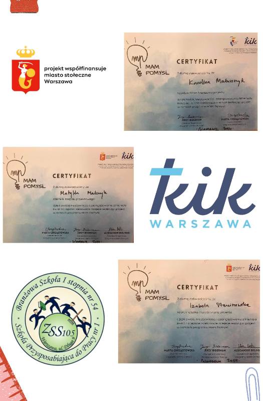 Certyfikaty za udział w projekcie