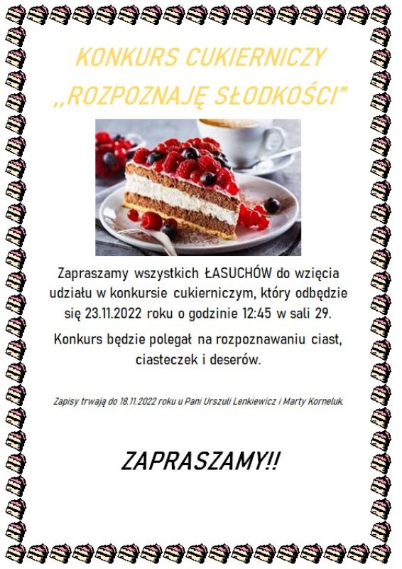 Konkurs cukierniczy "Rozpoznaję słodkości"
