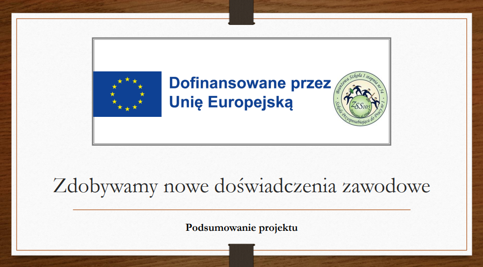 Zdobywamy nowe doświadczenia zawodowe - Podsumowanie projektu
