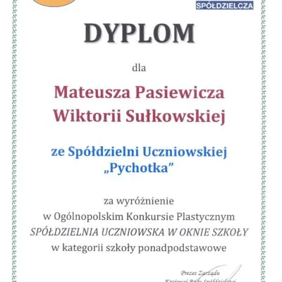 Ogólnopolski Konkurs Plastyczny pt. „SPÓŁDZIELNIA UCZNIOWSKA W OKNIE SZKOŁY”