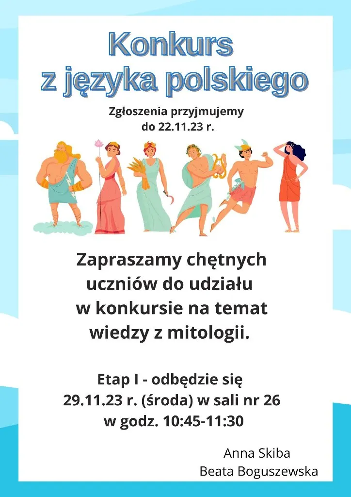 Plakat konkursu z języka polskiego - Mity
